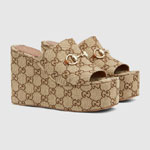 Gucci wedge sandal with Horsebit in beige brown 816328