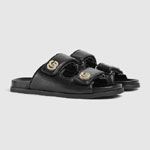 Gucci Double G sandal in black leather 816633
