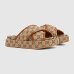 Gucci GG platform sandal in beige brown 816798