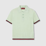 Gucci Extra fine cashmere silk polo top in pale green 818589 XKENL 3683