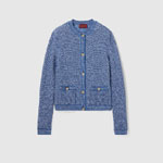 Gucci Fine cotton crewneck cardigan in light blue 818643 XKENR 4179
