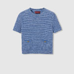 Gucci Fine cotton crewneck top in light blue 818647 XKENS 4179