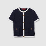 Gucci Fine cotton cardigan in navy white 819373 XKEOT 4144