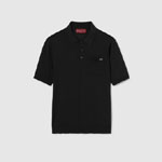 Gucci Fine wool knit polo top with intarsia in black 824124 XKEP1 1070