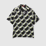 Gucci Printed silk bowling shirt in black green 824165 Z7AN3 1173