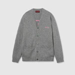 Gucci Wool cashmere cardigan with intarsia in grey 824273 XKERK 1230