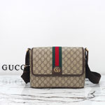 Gucci Ophidia Medium Messenger Bag Beige Dark Brown 834467 FAEOF 9745
