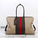 Gucci Medium GG Duffle Bag With Web Sand Brown 875059 FAF79 8547