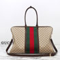 Gucci Medium GG Duffle Bag With Web Sand Brown 875059 FAF79 8547 - thumb-3