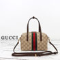 Gucci Mini Boston Bag With Web Sand Brown 876057 FAF8R 8547 - thumb-3