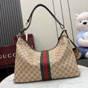 Gucci Large Shoulder Bag With Web Sand Brown A008NS FAGK6 8547 - thumb-3
