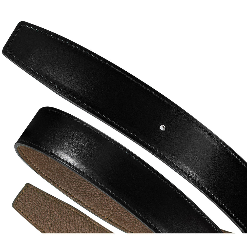 Hermes 32mm mens leather strap in black taupe box togo calfskin H066075CAAE