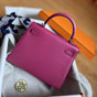 Hermes 25cm Kelly Sellier in Rose Epsom Palladium - thumb-2
