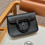 Hermes Halzan 22CM Togo Crossbody Bag in Black H069523CK89