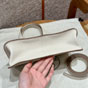 Hermes Halzan 22CM Togo Crossbody Bag in White H069523CKI2 - thumb-5