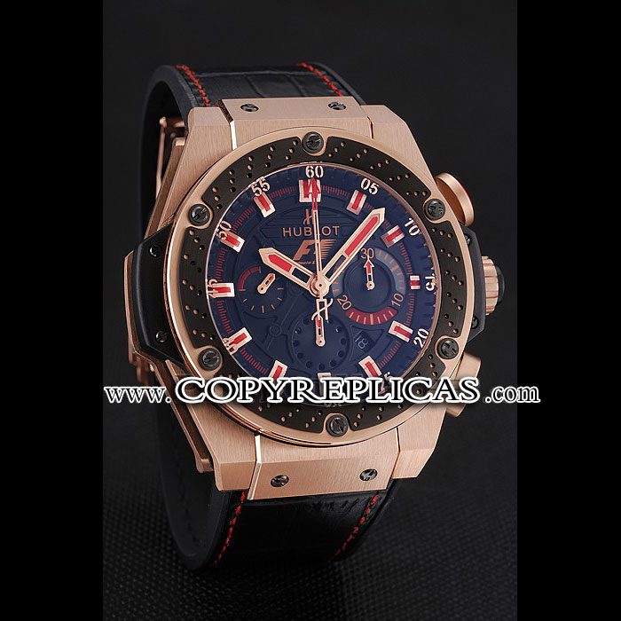 Swiss Hublot Big Bang Limited Edition Formula 1 Black And Red Dial Gold Case Black Strap HB6233 - Photo-2