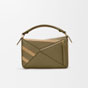 Loewe Small Puzzle bag in classic calfskin and suede Green A510S21XCE 6567 - thumb-4