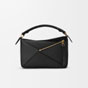 Loewe Small Puzzle bag in classic calfskin and suede Black A510S21XCF 1100 - thumb-4