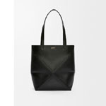 Loewe Medium Puzzle Fold tote in shiny calfskin Black A657G50X01 1100