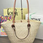 Loewe Medium Anagram Basket Bag In Iraca Palm And Calfskin AABKT43X09 2435 - thumb-2