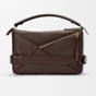 Loewe Large Puzzle Biker bag in shiny calfskin Brown B510BP1X01 0018 - thumb-4