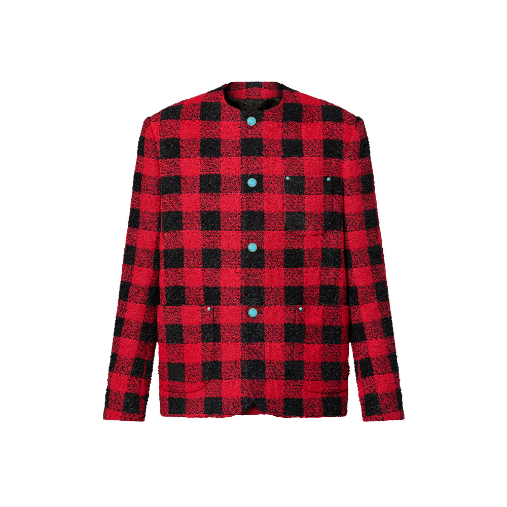 Louis Vuitton Damier Collarless Tweed Jacket 1AFWN0