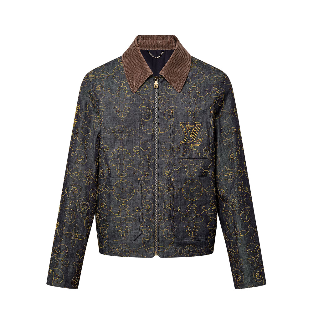 Louis Vuitton Embroidered Denim Workwear Jacket 1AFWXM