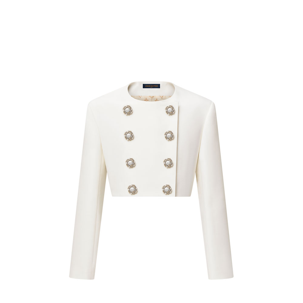 Louis Vuitton Cropped Jewel Button Mikado Jacket 1AGAXF