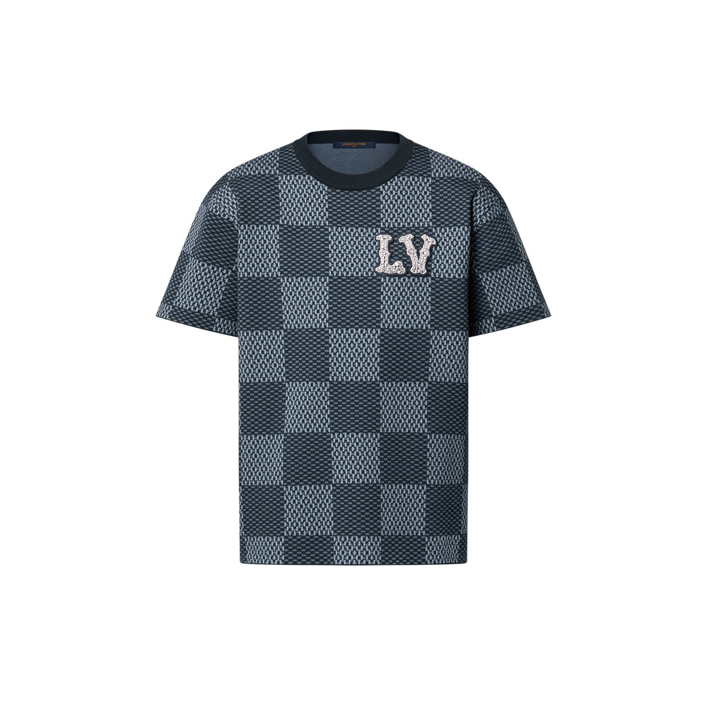 Louis Vuitton Damier Short-Sleeved Crewneck With LV Crystal Patch 1AGHTI