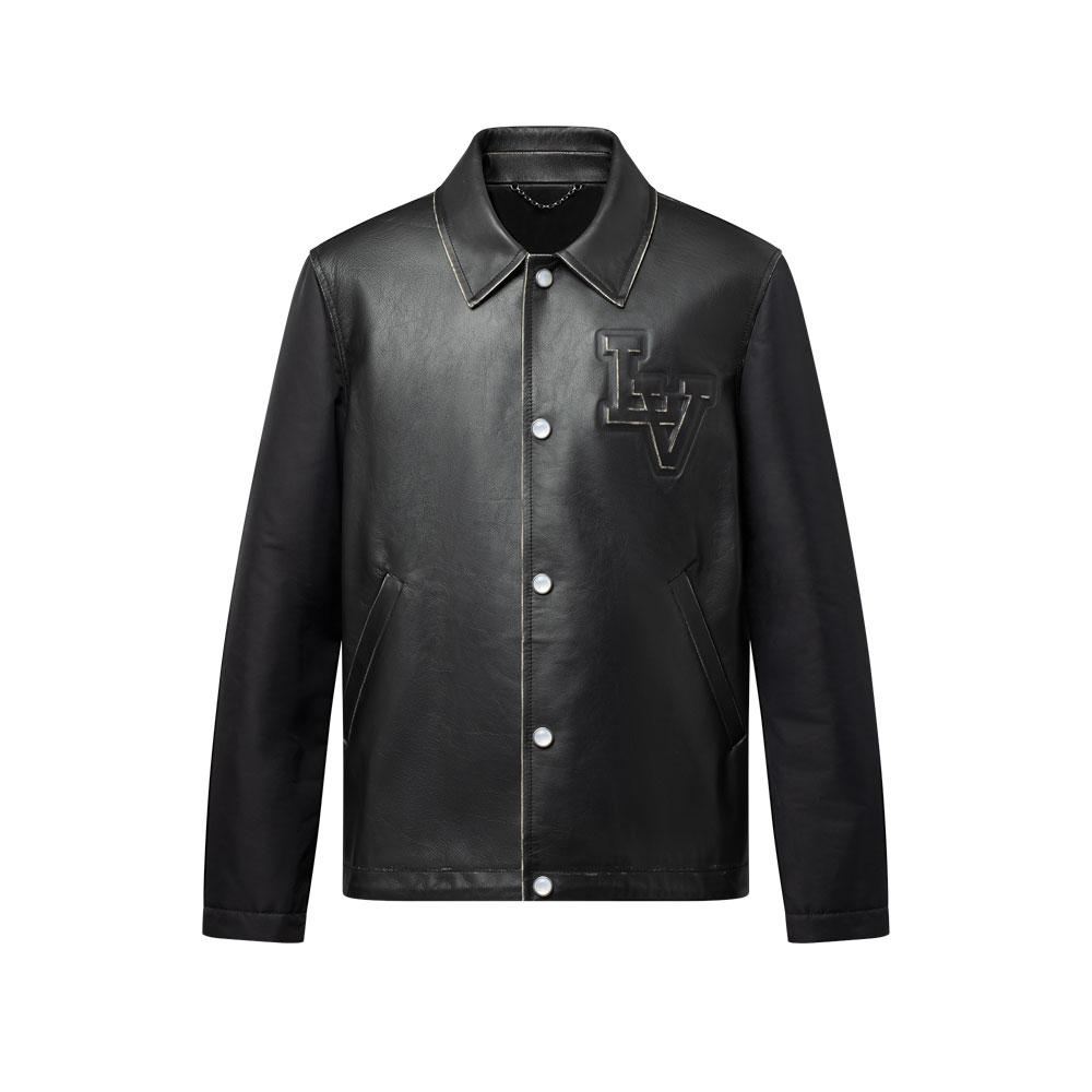 Louis Vuitton Vintage Effect Leather And Nylon Coach Jacket 1AGJBF