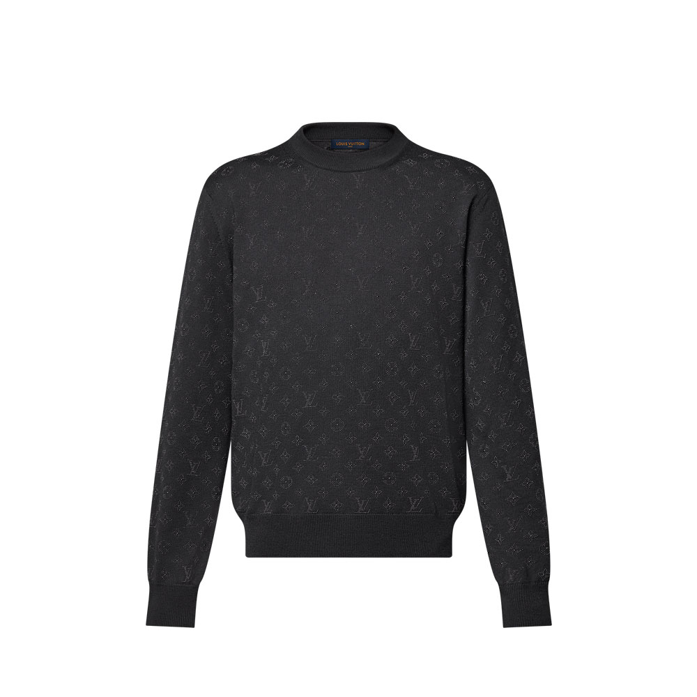 Louis Vuitton Monogram Embellished Wool Evening Crewneck 1AGJU2