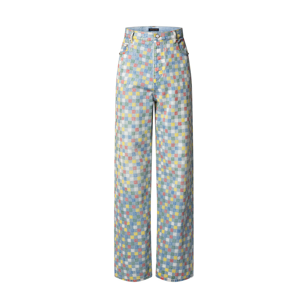 Louis Vuitton Damier Denim Wide-Leg Pants 1AHBMK