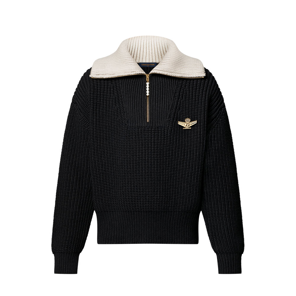 Louis Vuitton Chunky Wool-Blend Half-Zip Pullover 1AHC13