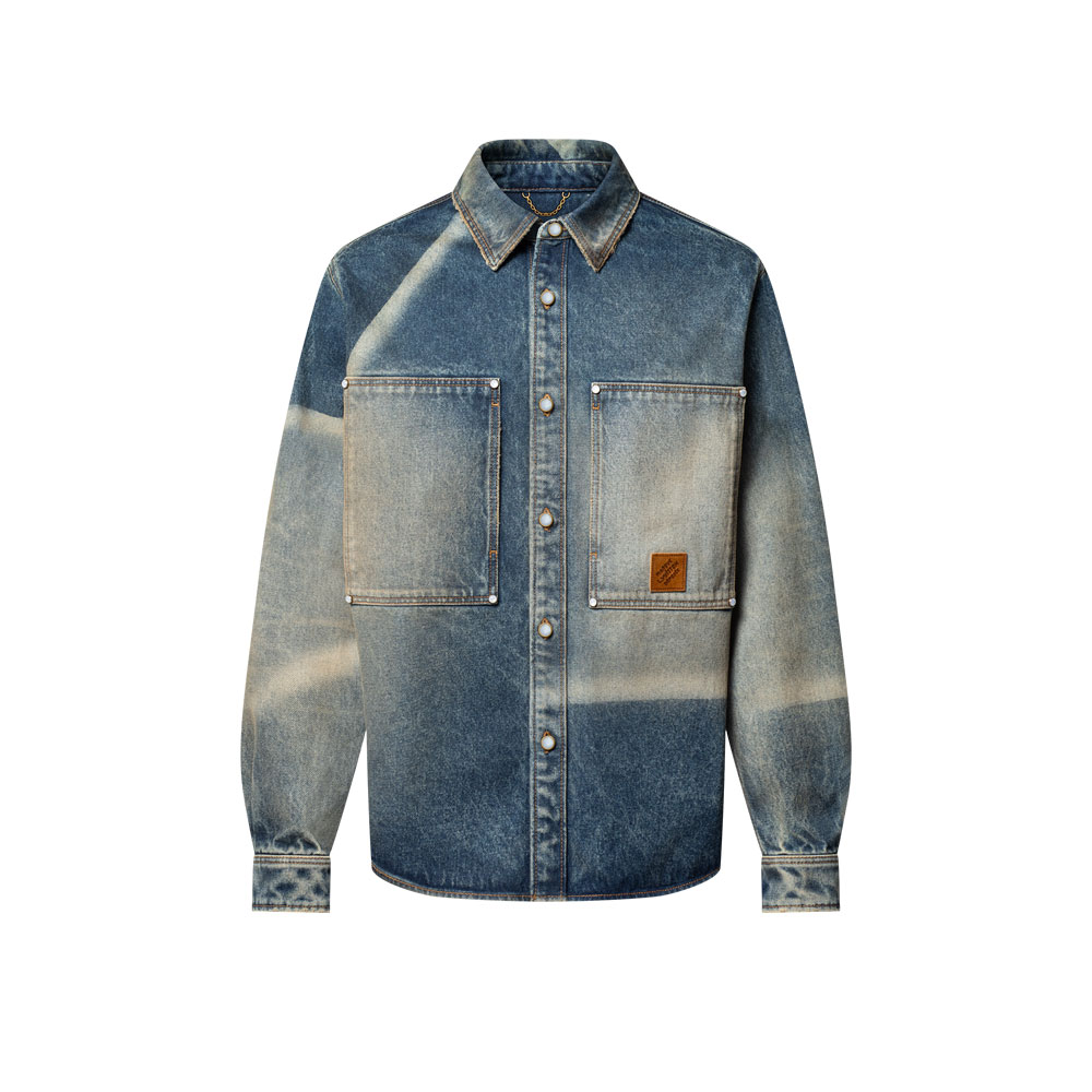 Louis Vuitton Sunfaded Effect Denim Long-Sleeved Shirt 1AHCI6