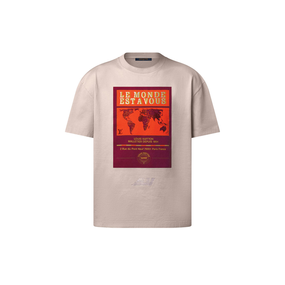 Louis Vuitton Embellished Graphic Cotton T-Shirt in White 1AHCKV