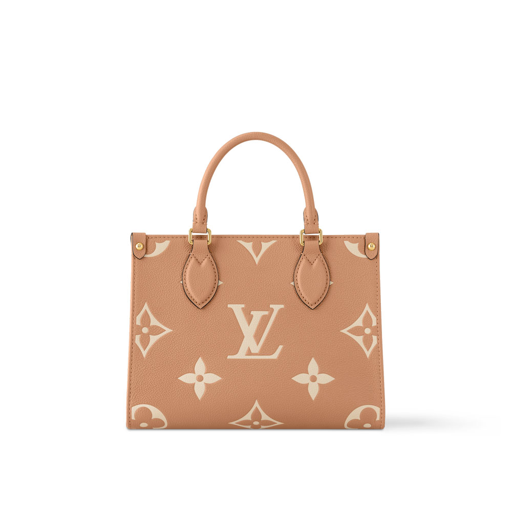 Louis Vuitton OnTheGo PM Tote Bag Bicolour Monogram Empreinte in Beige M12513