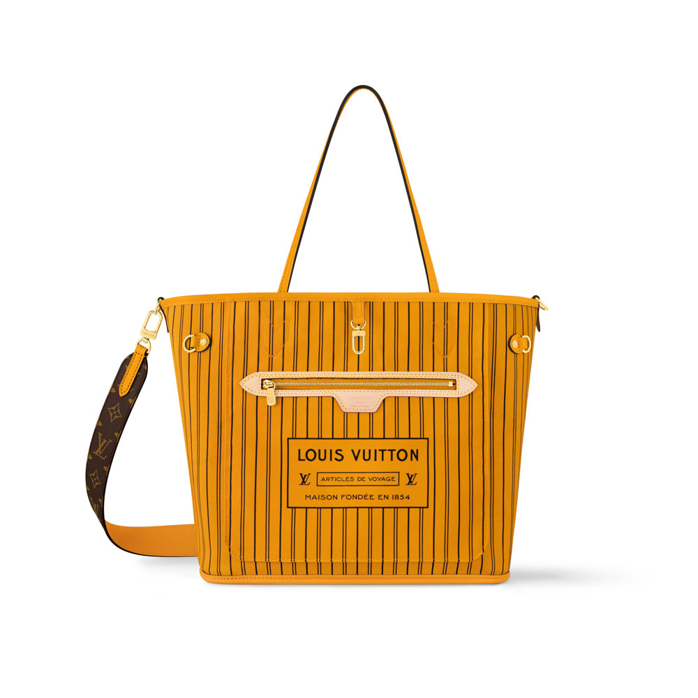 Louis Vuitton Neverfull Bandouliere Inside Out MM Tote Bag in Yellow M12779