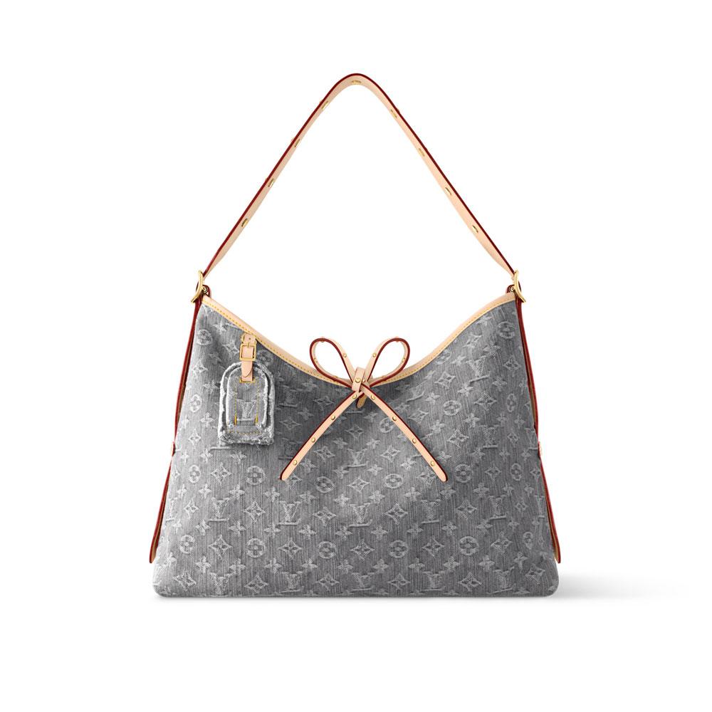 Louis Vuitton CarryAll MM Bag Monogram Denim in Grey M13289