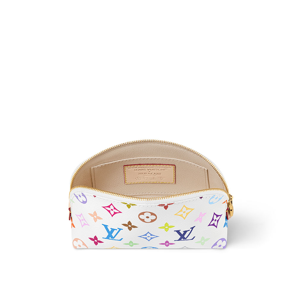 Louis Vuitton Takashi Murakami PM Cosmetic Pouch in White M13744 - Photo-3