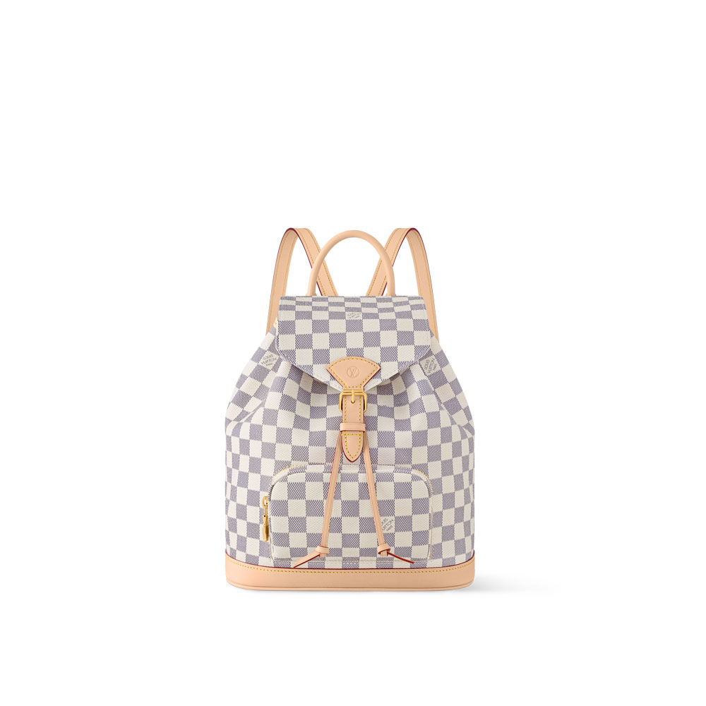 Louis Vuitton Montsouris PM Backpack Damier Azur Canvas in Beige N00120