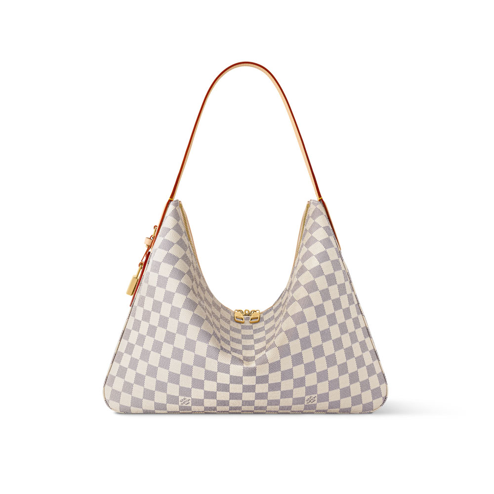 Louis Vuitton Slouchy MM Bag Damier Azur Canvas in Beige N00126