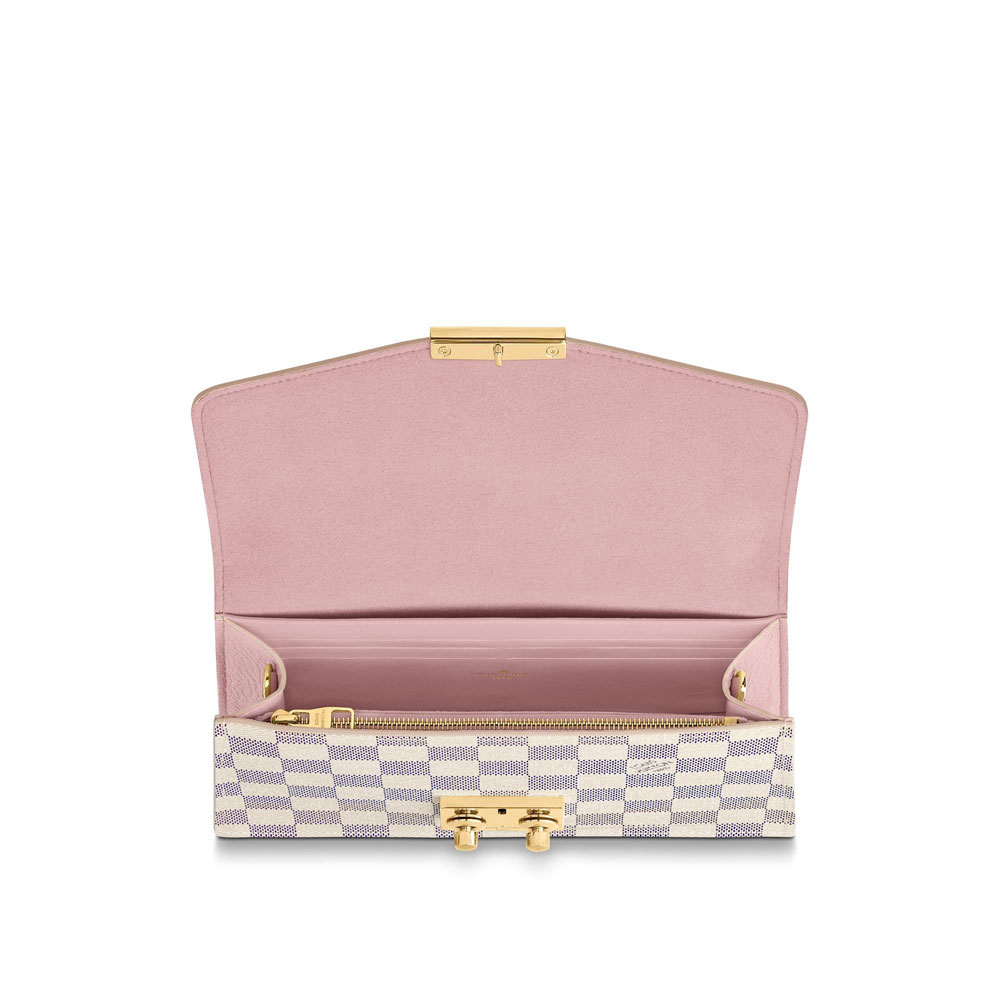 Louis Vuitton Croisette Chain Wallet Damier Azur Canvas in Rose N60357 - Photo-3
