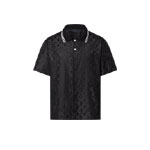 Louis Vuitton Monogram Moire Jacquard Short-Sleeved Silk Shirt in Black 1AGTP1