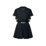 Louis Vuitton Flounce Sleeve Belted Dress in Black 1AGOR3