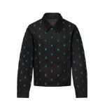 Louis Vuitton Blason Gradient Embroidered Denim Coach Jacket in Black 1AGTEF