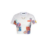 Louis Vuitton Mahina Patch Print Crop Top in White 1AHITK