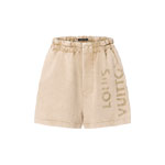 Louis Vuitton Vintage-Effect Boxer Shorts in Beige 1AHIUD