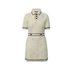 Louis Vuitton Stripe Accent Knit Polo Dress in White 1AHJFD