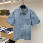 Louis Vuitton Short-Sleeved Denim Shirt 1AK6FA