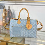 Louis Vuitton Speedy 30 Bandouliere Blue Denim M2A209